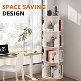 Nidouillet Rotating Bookshelf, 4 Tier Spinning Bookcase Tower Lazy Susan, Revolving 360 Book Shelf Storage Round Organizer, Vertical Rotate Turning Corner Book Case for Small Space, White Nidouillet