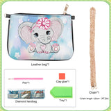 5D DIY Diamond Art Purses Diamond Art Kits for Adults, Elephant Shoulder Makeup Bag Chain Leather Clutch Purse, Holiday Birthday ﻿ POETRYDRAW