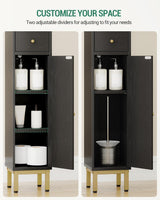 Hzuaneri Bathroom Cabinet with Adjustable Shelves, Freestanding Floor Cabinet, Tall Black Bathroom Storage Cabinet, Narrow Toilet Paper Storage, 7.9"D x 7.9"W x 70.9"H Hzuaneri