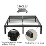 Wulanos King Size Bed Frame, 3500lbs Heavy Duty Metal Frames with Steel Slats Support 14 Inch High Platform Bedframe with Storage, No Box Spring Needed, Sturdy and Durable Noise-Free, Black Wulanos