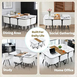 Rejeke 7-Piece Dining Room Table Set for 6,Modern Dining Table Set for 6 with Cushioned Chair, White Kitchen Table Set for Home, Apartment,Office,Conference Room, Space-Saving Rejeke