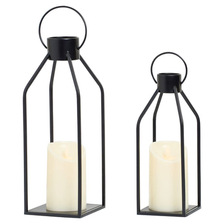 HPC Decor Modern Farmhouse Lantern Decor- Black Metal Candle Lanterns for Christmas- Lanterns Decorative w/Timer Flickering Candles for Living Room,Home,Indoor, Outdoor,Table,Fireplace Mantle Décor HPC DEC R OUR HAPPY PLACE