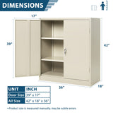 INTERGREAT Steel Storage Cabinet 42", Lockable Metal Storage Cabinet with 2 Doors Locking Counter Cabinet for Home Office (Grey) INTERGREAT