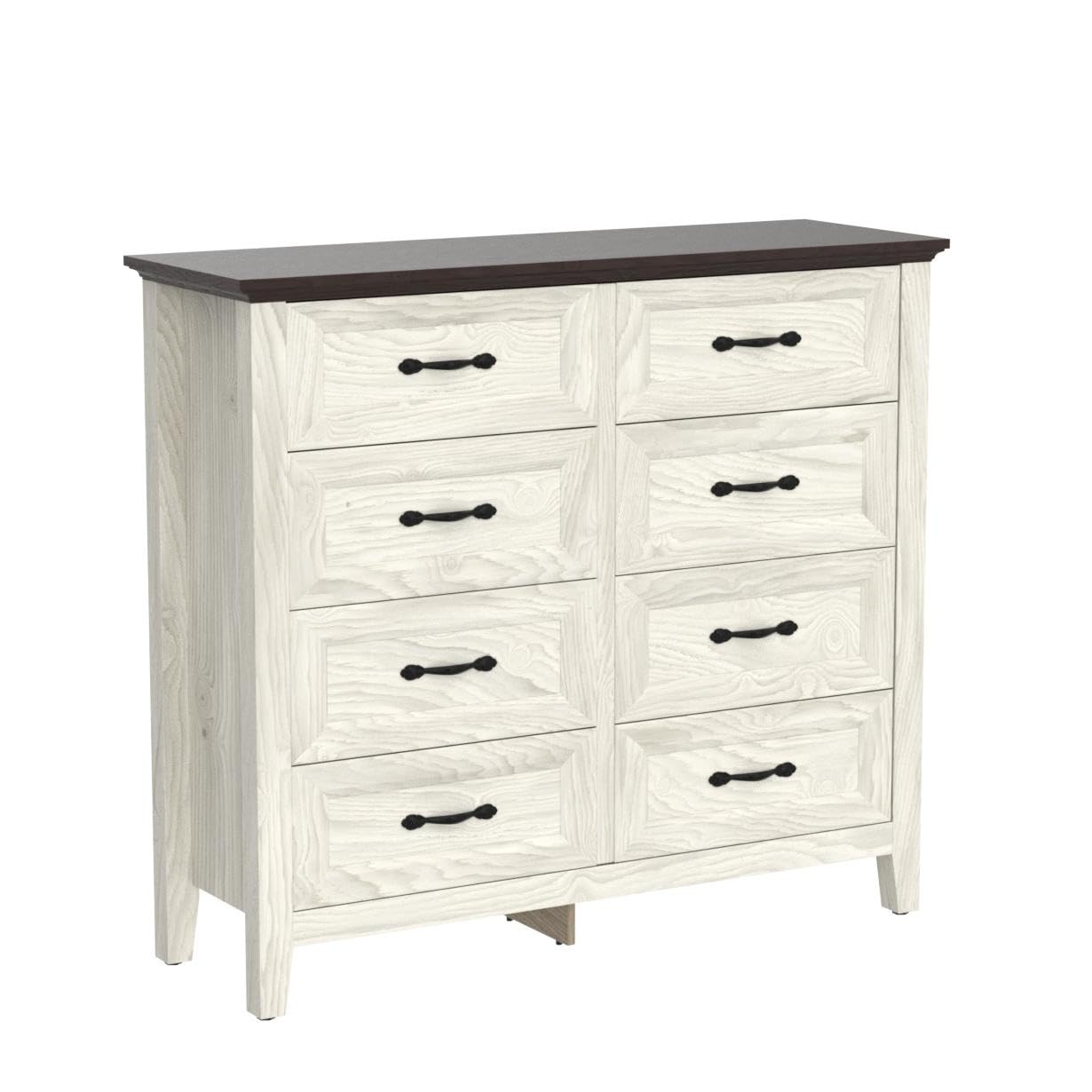 LINSY HOME Dresser for Bedroom, 8 Drawer Dresser with Metal Handles, White Chest of Drawers for Living Room, Entryway and Hallway, White Beige - WoodArtSupply