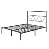 AMERLIFE Queen Size Metal Bed Frame with Headboard Shelf, Platform Bed Frame with LED Strip Light, 11" Underbed Height for Storage, Noise Free, No Box Spring Needed, Black AMERLIFE