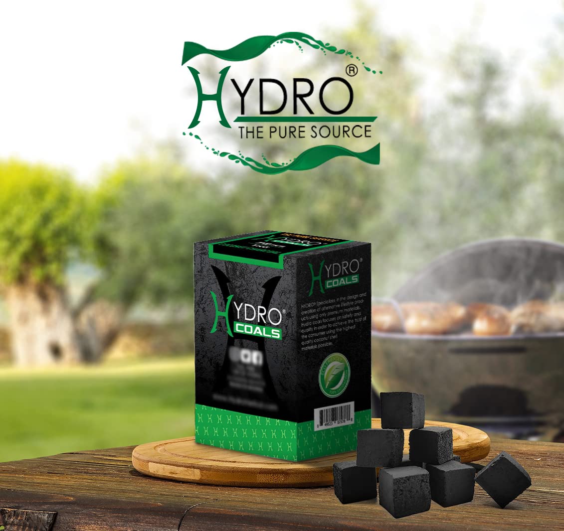 Hydro Coconut Charcoal - Ultimate Grilling & BBQ Experience with Cubes Made of Coconut Shell, Long-Lasting Odorless Charcoal - (1 KG) Hydro