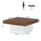 Bed Bath & Beyond Farmhouse Square LED Coffee Table Engineered Wood Coffee Table for Living Room Tan Bed Bath & Beyond