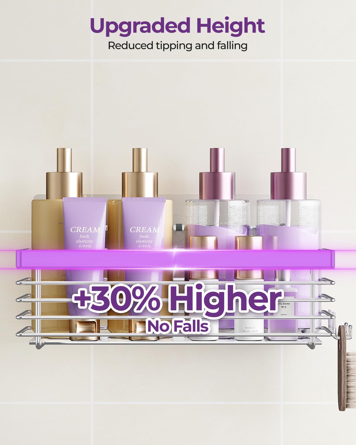 ODesign Shower Caddy 3 Pack SUS304 Stainless Steel-No Drilling-Shower Bathroom Shelves Rack,Rustproof Wall Mounted,Adhesive Shower Shelf Basket Organizer-Silver ODesign