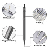 Four Candies 0.7mm Mechanical Pencil Set with Case - 4PCS Metal Mechanical Pencils, 8 Tubes HB #2 Lead Refills, 3PCS 4B Erasers and 9PCS Eraser Refills, Lead Mechanical Pencils for Writing & Drawing Four Candies