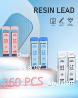 Four Candies Mechanical Pencil Set with Case, 6PCS Aesthetic Mechanical Pencils 0.5 & 0.7mm with 360PCS HB Lead Refills, 3PCS Erasers, 9PCS Eraser Refills for writing, drawing and sketching Four Candies