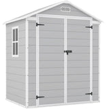 Patiowell 6x4 FT Plastic Outdoor Storage Shed-Perfect to Store Patio Furniture, GardenTools Bike Accessories, Beach Chairs and Lawn Mower, White & Grey Patiowell