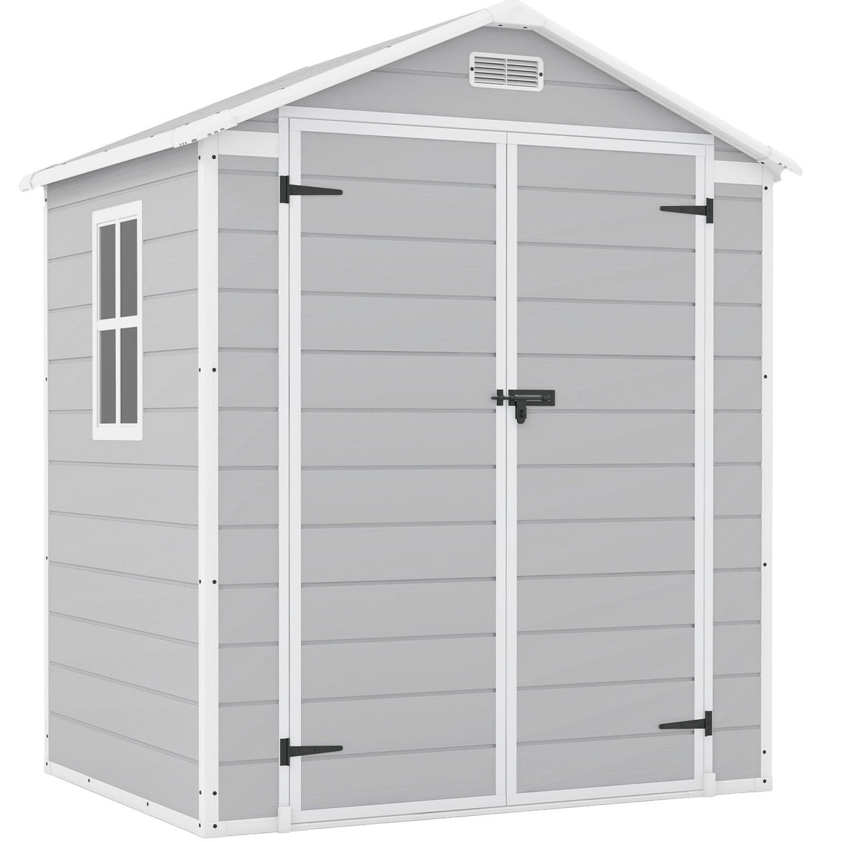 Patiowell 6x4 FT Plastic Outdoor Storage Shed, Resin Shed Perfect to Store Patio Furniture, GardenTools Bike Accessories, Beach Chairs and Lawn Mower,Light Grey Patiowell
