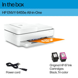 HP ENVY 6455e Wireless Color Inkjet Printer, Print, scan, copy, Easy setup, Mobile printing, Best-for-home, Instant Ink with HP+ (3 months included),white HP