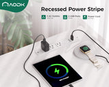 AODK 61 Inch L Shaped Computer Desk with Drawers, Corner Desk with Power Outlets & Reversible Storage Shelves, Movable CPU Stand for Home Office Gaming, White AODK