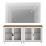 WAMPAT Entertainment Center with Bookshelves with Glass Doors & Drawer, Farmhouse Wall Unit TV Stand for TVs up to 75", Media Console Table for Living Room, Bedroom & Home Theater, White WAMPAT