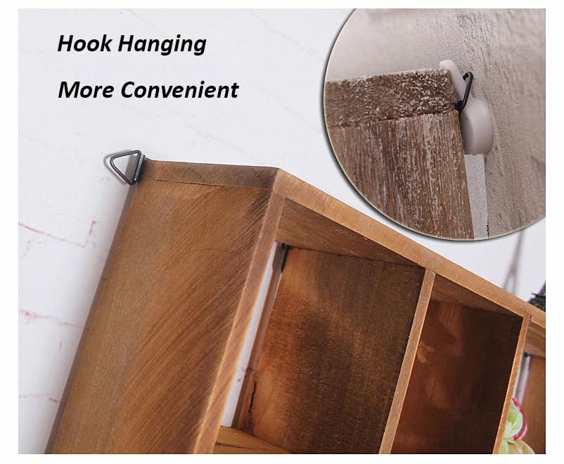 Shadow Box Display Shelf, Wall Mounted Wooden Hanging Display Shelf Floating Shelf Perfect for Little Figurines, Multi-Slot Wall Collection Freestanding Farmhouse Decor Display Case (Style I, Brown) AZOFIA