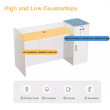 Small Reception Desk, Retail Counter with Outer Display Shelf & Lockable Drawer, Modern Front Desk Reception Room Table, Checkout Table for Lobby, Shop, Home Office (Right Hand Cabinet, 39.37 in) ZWDMAER