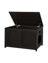 DINZI LVJ Cat Litter Box Enclosure, Flip Top Litter Box Furniture, Hidden Cat Washroom, Wooden House, End Side Table, 31.5" L x 19.7" W x 19.7" H, Sturdy and Easy to Assemble, Espresso DINZI LVJ