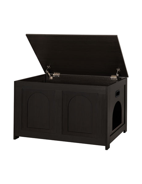 DINZI LVJ Cat Litter Box Enclosure, Flip Top Litter Box Furniture, Hidden Cat Washroom, Wooden House, End Side Table, 31.5" L x 19.7" W x 19.7" H, Sturdy and Easy to Assemble, Espresso DINZI LVJ
