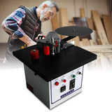 Woodworking Edge Banding Machine, 110V 1200W 1000ML 2-6M/Min Self Cutting Double Gluing Edge Machine Portable Double-sided Coating Curve Straight line for Decoration Industry GOSHET