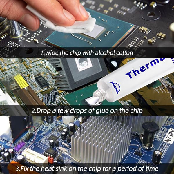 2 Pack 10g (20g in Total) HY910 0.975W/m-k Thermal Conductive Glue, High-Performance Thermal Plaster, Silicone Viscous Adhesive Cooling Compound, Heatsink Glue for LED GPU MOSFET 3D Printer IC Chipset Bymugo