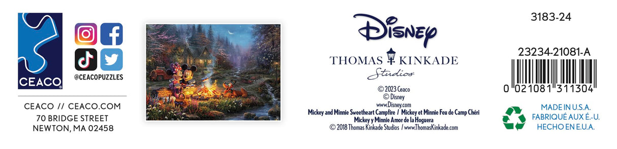 Ceaco - Disney - Thomas Kinkade - Mickey & Minnie Sweetheart Campfire - 1000 Piece Jigsaw Puzzle Ceaco