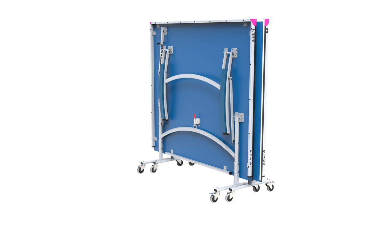 Butterfly Active 19 Table Tennis Table - Height Adjustable Legs Ensure A Level Surface - Quick Assembly - USATT Approved - Regulation 6" Net Included - Offers Playback Position Butterfly