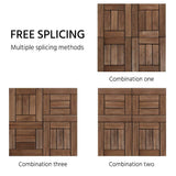 Yaheetech 27PCS Wooden Flooring Patio Deck Tiles Interlocking Tiles Patio Solid Wood and Plastic Indoor&Outdoor 12 x 12in Brown Yaheetech
