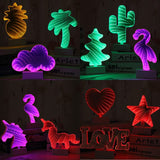 3D Mirror Night Light,Infinity Mirror Tunnel Light,Tunnel Light and Mirror,Desktop Lamp Party Home Decor LED Night Light (Heart-Shaped) HUH