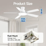 Atolit Ceiling Fans With Lights,52 Inch Smart Ceiling Fan, Remote/App Control, Compatible with Alexa/Google Assistant,Reversible,Dimmable,Adjustable Color Temperature,6 Speeds,Timer(White) Atolit