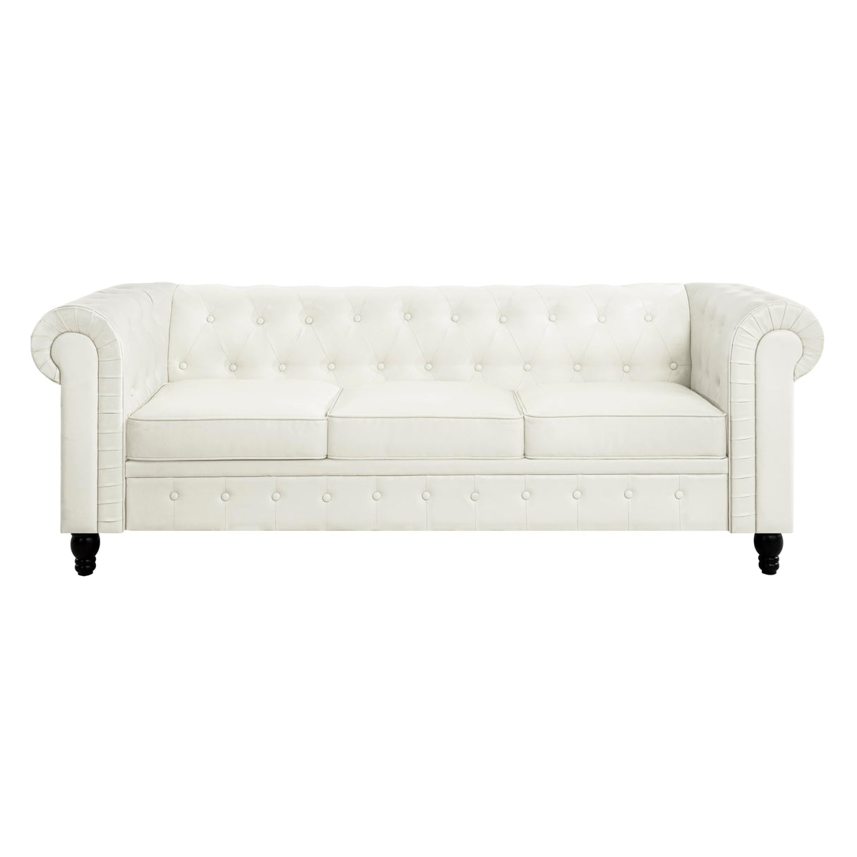 Naomi Home Chesterfield Sofa Set Loveseat & Sofa Living Room Chair Juegos Modern Leather Couch Sofa Chair for Bedroom Tufted Leather Sofa Chair for Living Room Love Seats Furniture Set - Off White Naomi Home