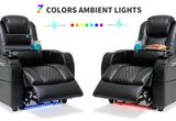 Airadlis Home Theater Seating Seats, Game Movie Theater Chairs Theater Recliner Sofa with 7 Colors Ambient Lighting, Lumbar Pillow, Side Pocket, Tray Table, Power Recline, Black Airadlis