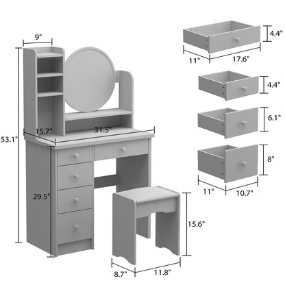 MOUMON Vanity Desk Vanity Mirror Makeup Desk with Lights, Vanity Desk with Mirror and Lights, Makeup Vanity with Drawers and Shelves, Crystal - WoodArtSupply