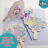 Paint Your Own Mirror Kids Party Craft Kits (12 Unicorn Friends Wood Mirrors)- Each Kit Has its Own Brush & Four Paints- Fun, Unique Birthday Favors, Summer Camp Art Activity, Classroom School Project Idiy