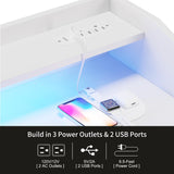 LUMTOK Modern 5 Dresser with LED Hanging Rack, Dresser with Clothes Rack, Hanger Rack, and Storage Drawers, Drawer Dressers with Coat Racks for Bedroom Living Room, Entryway, Closets (White) LUMTOK