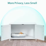 Homhedy Cat Litter Box Enclosure,Litter Box Furniture Hidden with Barn Door,Wooden Cat Washroom Furniture,Cat House,Fit Most of Litter Box,White Homhedy