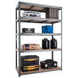 Garage Shelving Units - 71" H x 47" L x 18" - Heavy Duty Racking - Shelves for Storage -1 Bay - Black - 5 Tier - 2000LB Capacity (400LB Per Shelf) - Workshop, Shed, Office - 5 Year Warranty G-Rack