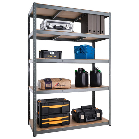 Garage Shelving Units - 71" H x 47" L x 18" - Heavy Duty Racking - Shelves for Storage -1 Bay - Black - 5 Tier - 2000LB Capacity (400LB Per Shelf) - Workshop, Shed, Office - 5 Year Warranty