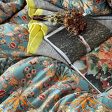 mixinni Vintage Style Garden Flower Duvet Cover Set with Zipper Closure Long Staple Percale Cotton Yellow Vibrant Pattern on Bedding Quilt Cover Set(California King, All Season) mixinni