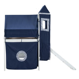 Harper & Bright Designs House Loft Bed with Slide and Storage Stairs, Wood Kids Loft Bed with Tent and Tower, Playhouse Loft Bed Frame for Kids, Teens (Twin Size, Blue) Harper & Bright Designs