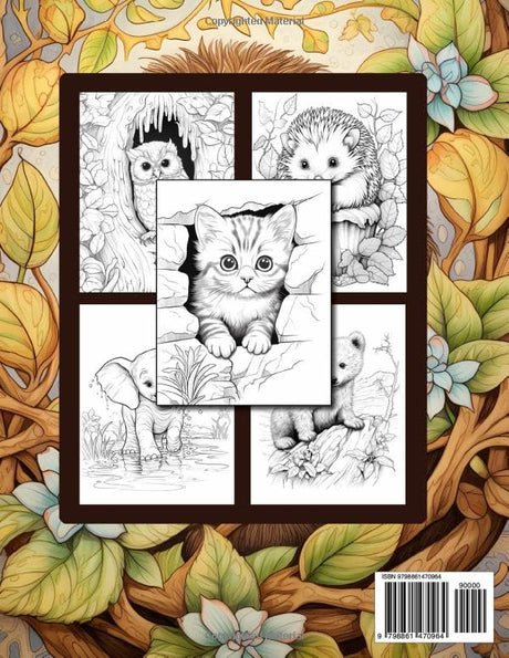 Adorable Baby Animals: Cute And Creepy Animals Coloring Books For Adults With Sloths, Elephants, Owls, Horses, Dogs, Cats, And Many More! WoodArtSupply