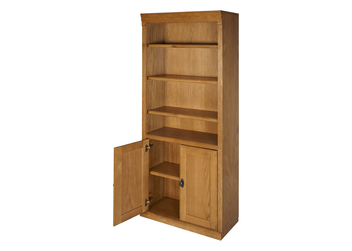 Martin Furniture Huntington Oxford Wood Bookcase with Doors, Storage Cabinet, Office Shelves, Wheat, Brown (HO3072D/W) - WoodArtSupply