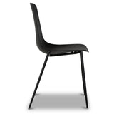 POLY & BARK Isla Modern Kitchen Chairs Set of 4 - Plastic Dining Chair with Metal Legs - Quick Assembly Simple Cafe Chairs Plastic for Indoor or Outdoor - Ebony Black POLY & BARK