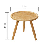 HuiDao Rattan Round Coffee Table, Boho Circle Side Table End Table for Living Room, Small Mid Century Accent Table for Bedroom Balcony HuiDao