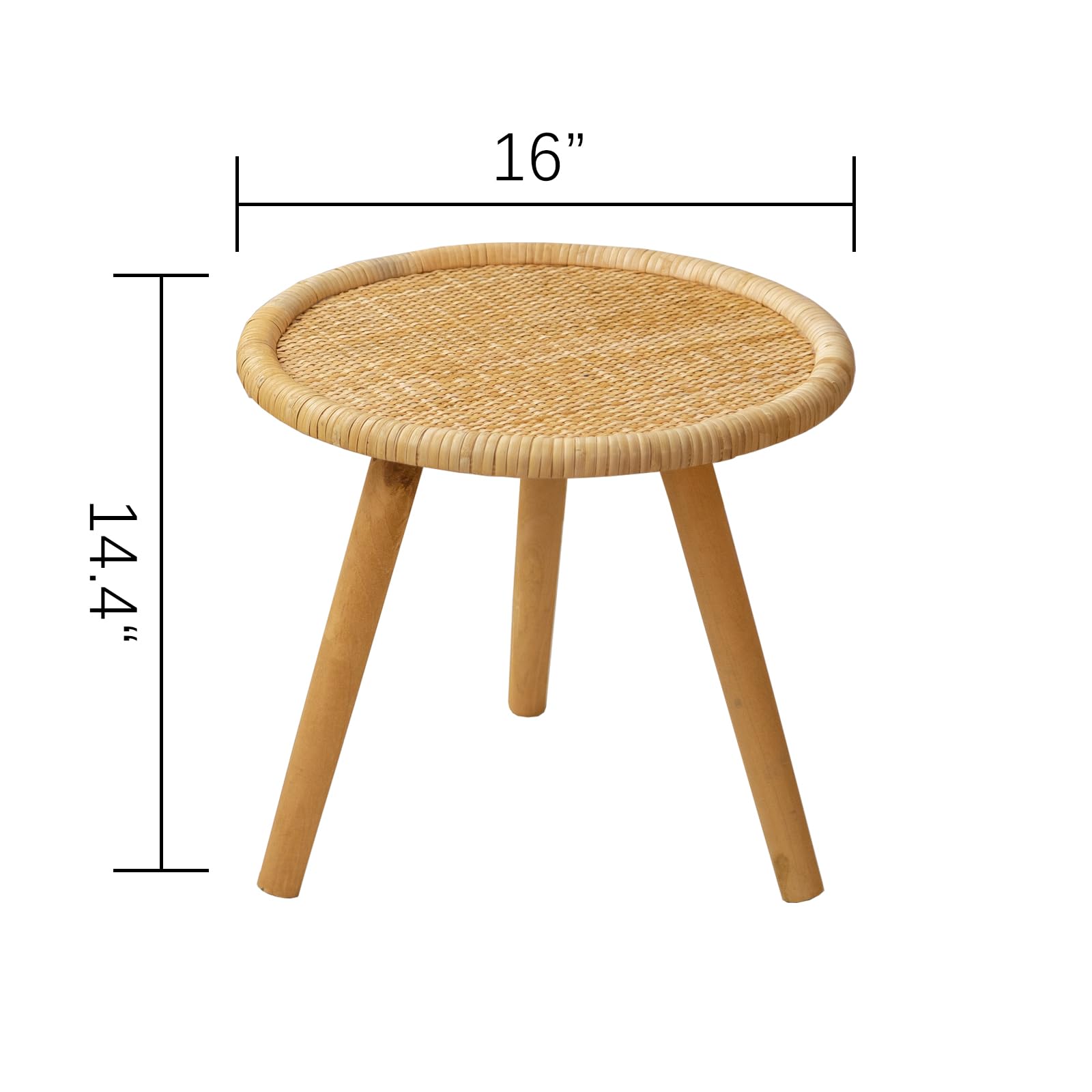 HuiDao Rattan Round Coffee Table, Boho Circle Side Table End Table for Living Room, Small Mid Century Accent Table for Bedroom Balcony - WoodArtSupply