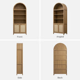 SICOTAS Book Shelf Arched Cabinet Bookshelf Arch 84.2" Tall Bookcase 5 Tier Large Bookshelves with Doors Storage Rattan Boho Wide Book Shelves Case for Living Room Kitchen Office Bedroom Library SICOTAS