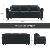 Bonzy Home 80.7" Black Couch, 3 Seater Sofa for Living Room, Modern Comfy Couches with Thick Cushion for Home Apartment Office Bonzy Home