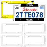 6 PCS Sublimation License Plate Frame Blanks, DIY White Metal Aluminum car Tag, Custom Picture Design for car tag Frame (12.2x6.3x0.04in) OKBA