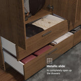 Madesa 4 Doors 4 Drawers Storage Cabinet Wardrobe with Shelves and Hanging Space 63 Inch Wooden Armoire Closet Organization Unit for Bedroom and Office - Rustic Madesa