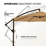 wikiwiki 10ft Patio Umbrellas Offset Outdoor Umbrella Cantilever Hanging Umbrellas w/Infinite Tilt, Fade Resistant Waterproof RECYCLED FABRIC Canopy & Cross Base, for Yard, Garden & Deck, Tan wikiwiki